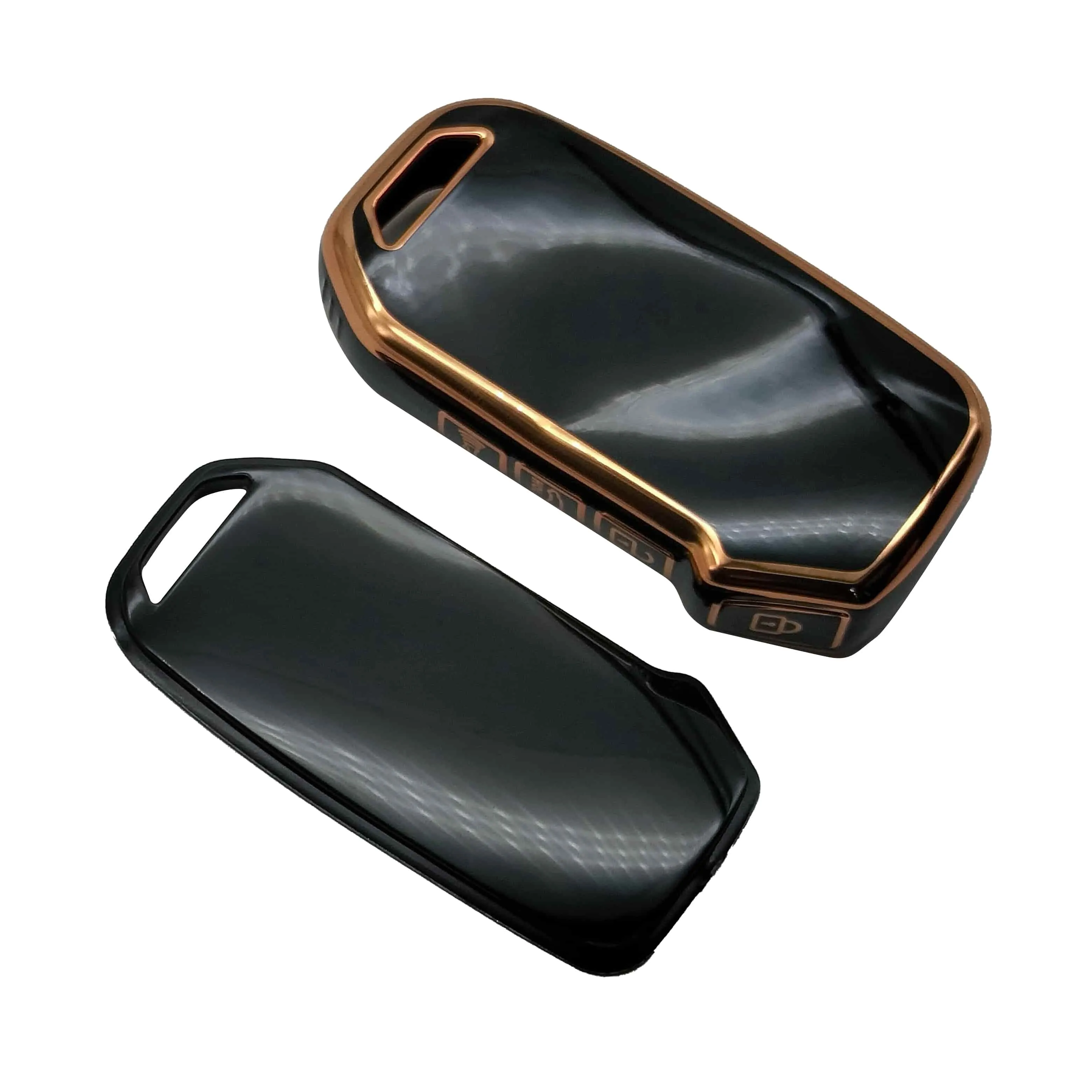 KIA  Alpha TPU Plastic Protection Key Cover Black With Golden 4 Buttons - Model 2021-2022