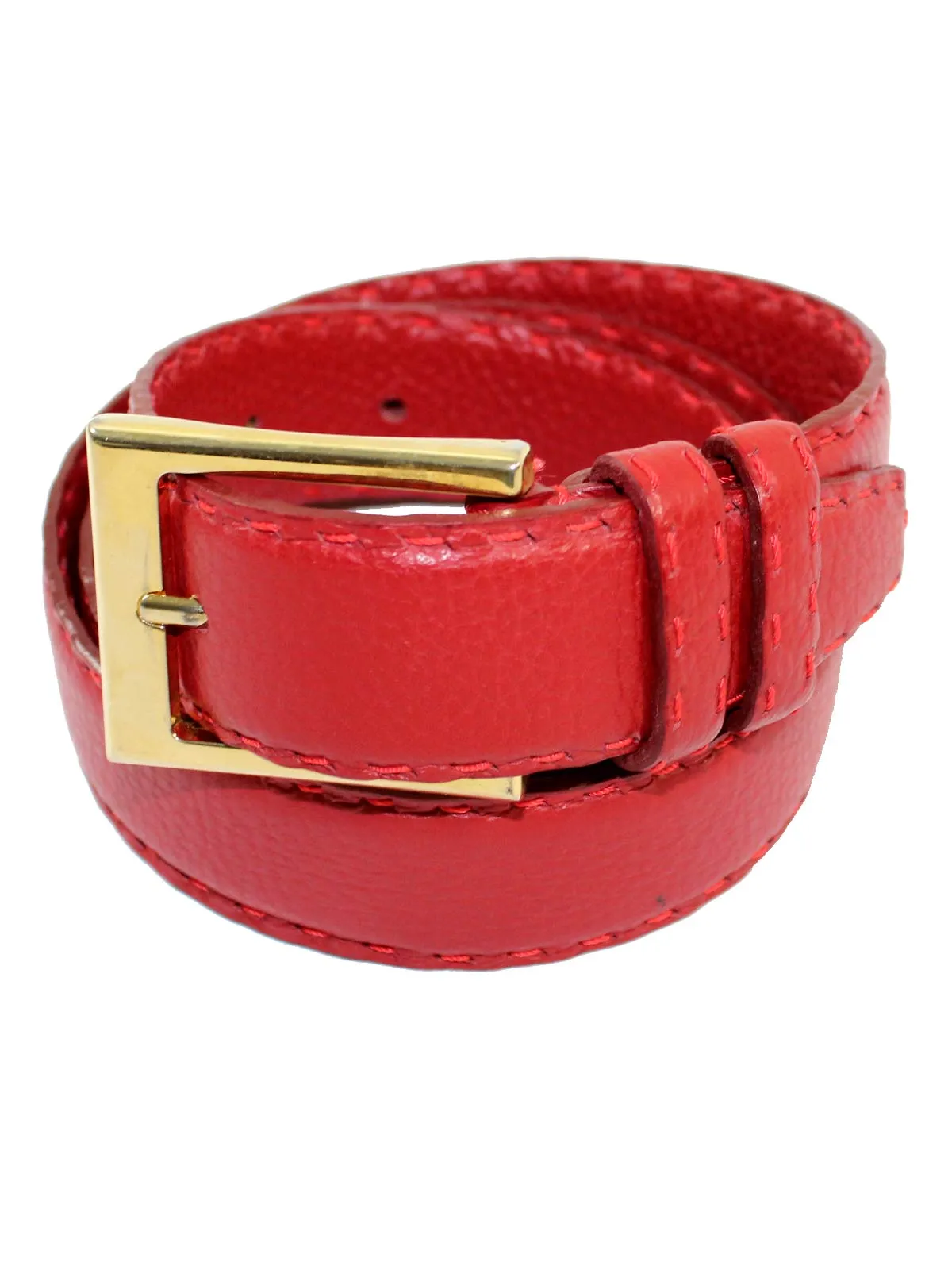 Kiton Leather Belt Cranberry Red Gold Buckle 100 / 40 FINAL SALE