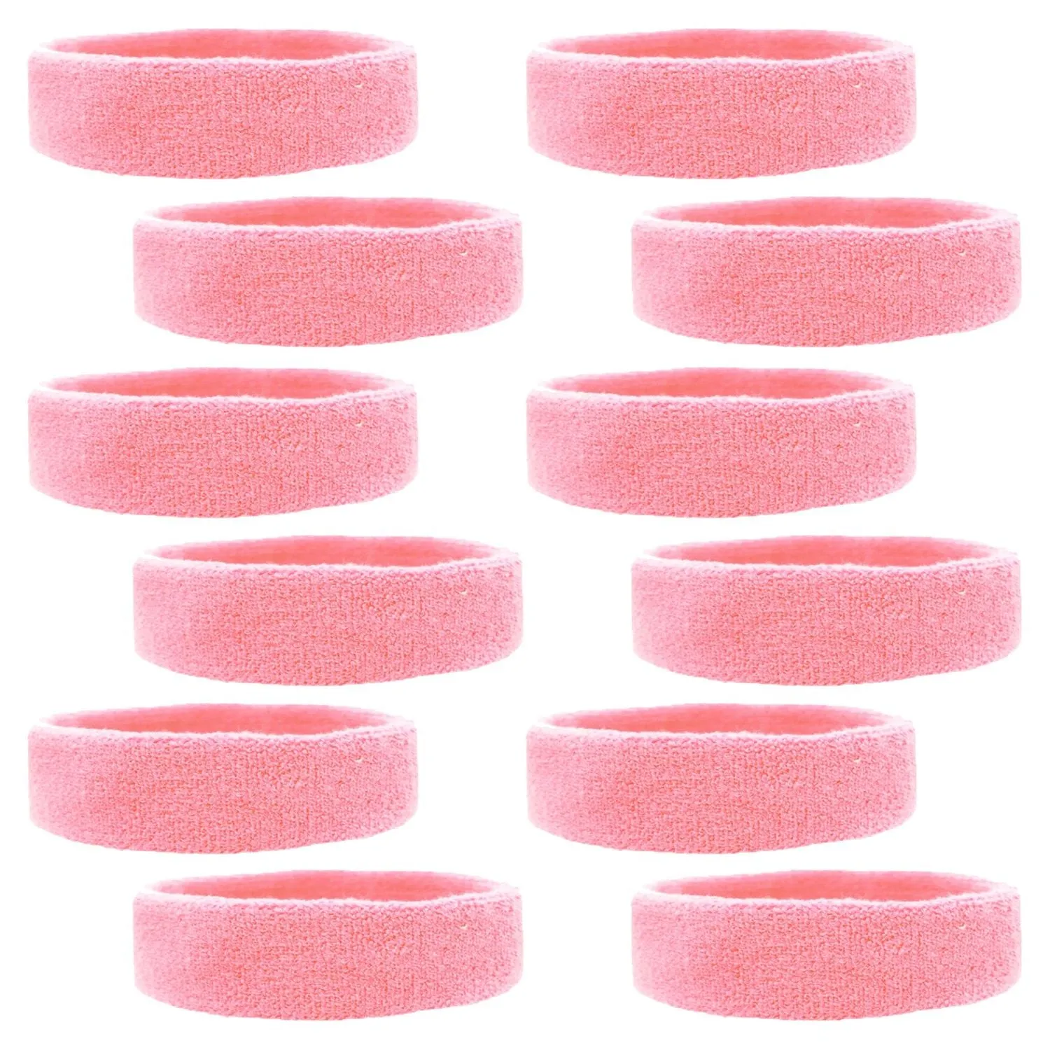 Light Pink Head Sweatbands - 12 Pack