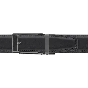 Mens Lucci 62" Black Leather Track Belt #53