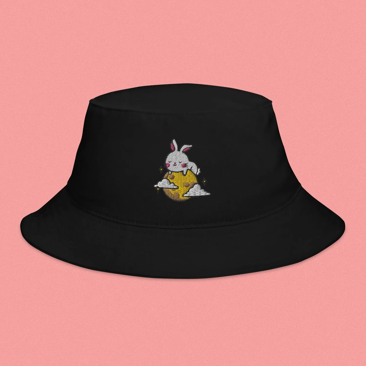 Moon Rabbit Embroidered Bucket Hat