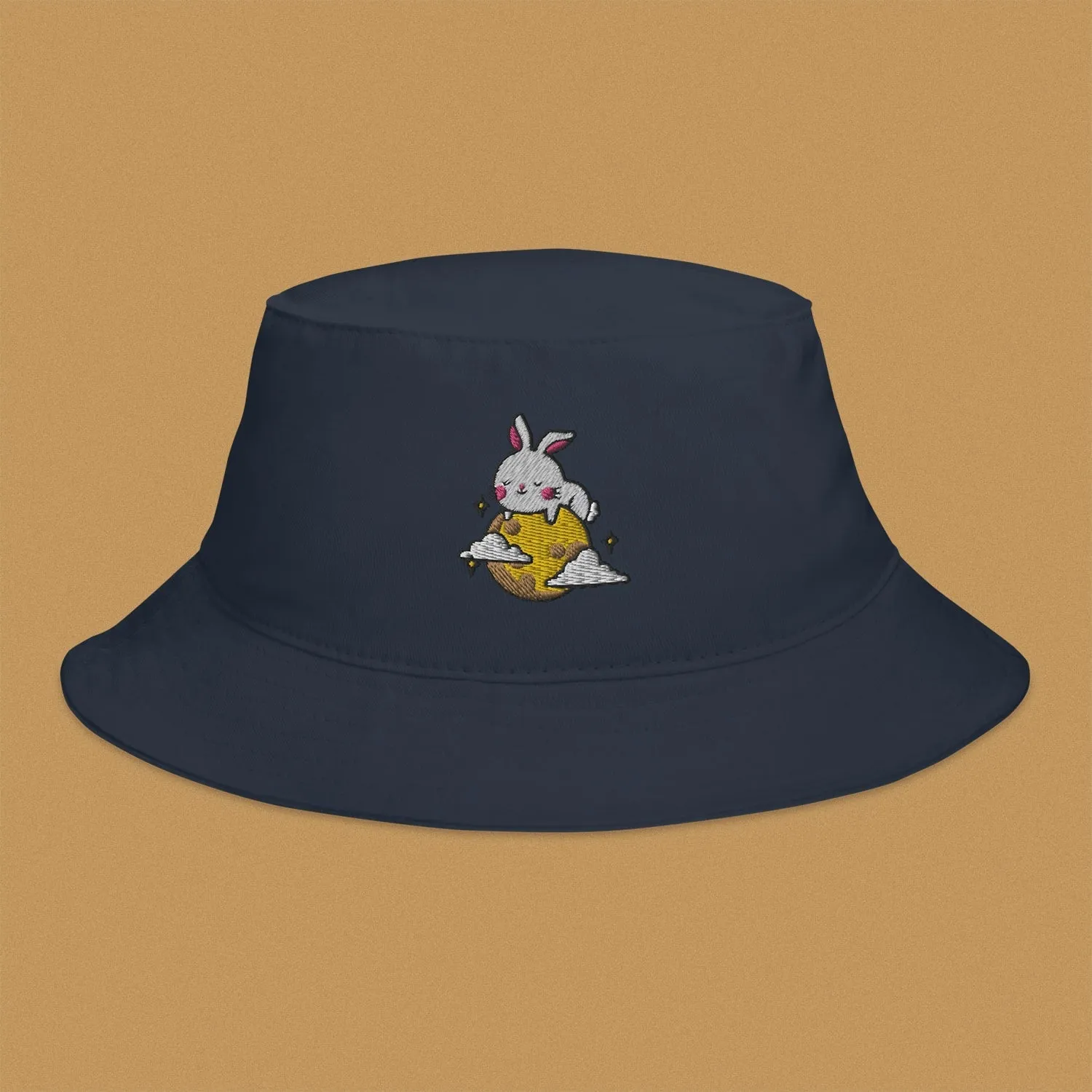 Moon Rabbit Embroidered Bucket Hat