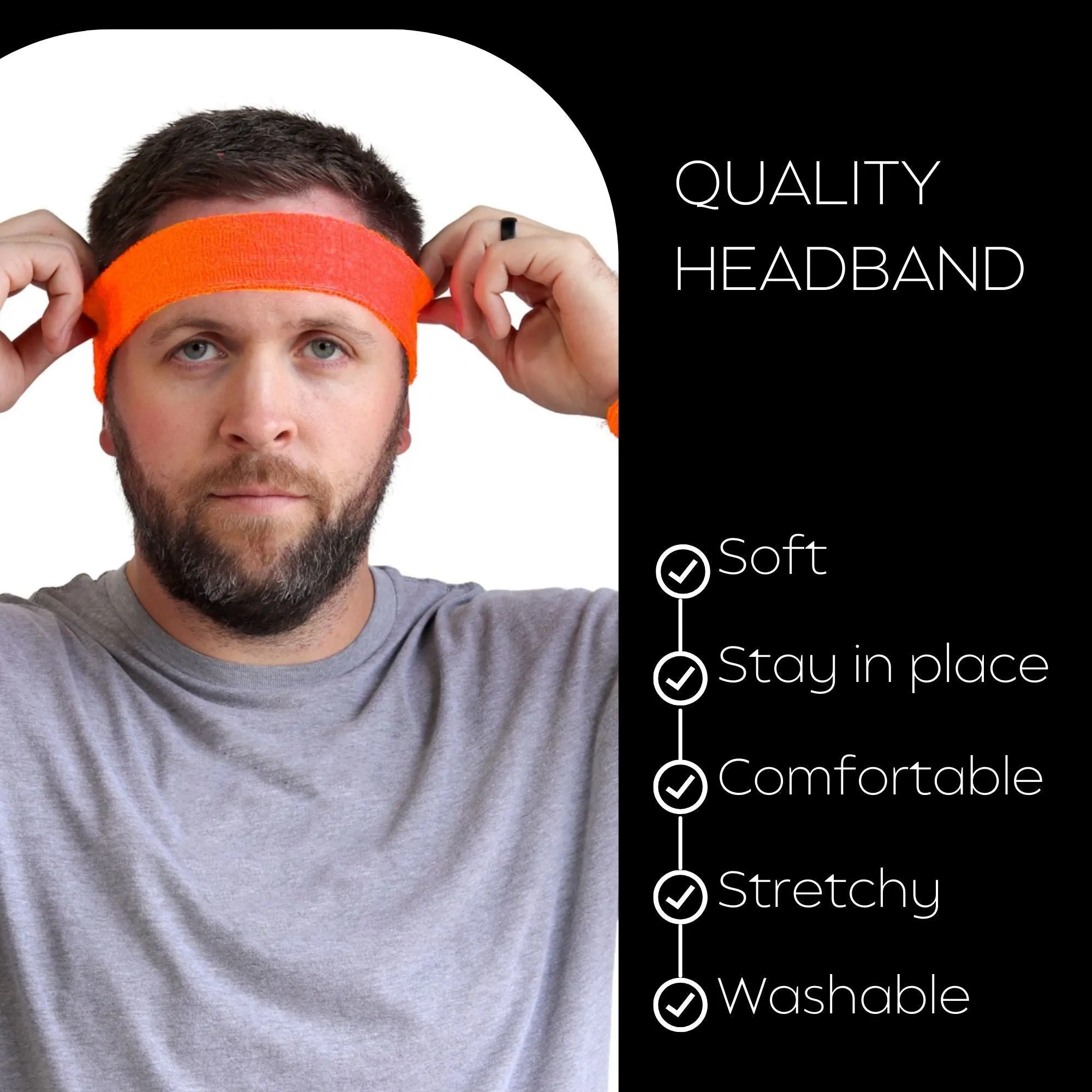 Orange Yellow Light Pink  Head Sweatbands - 3 Pack