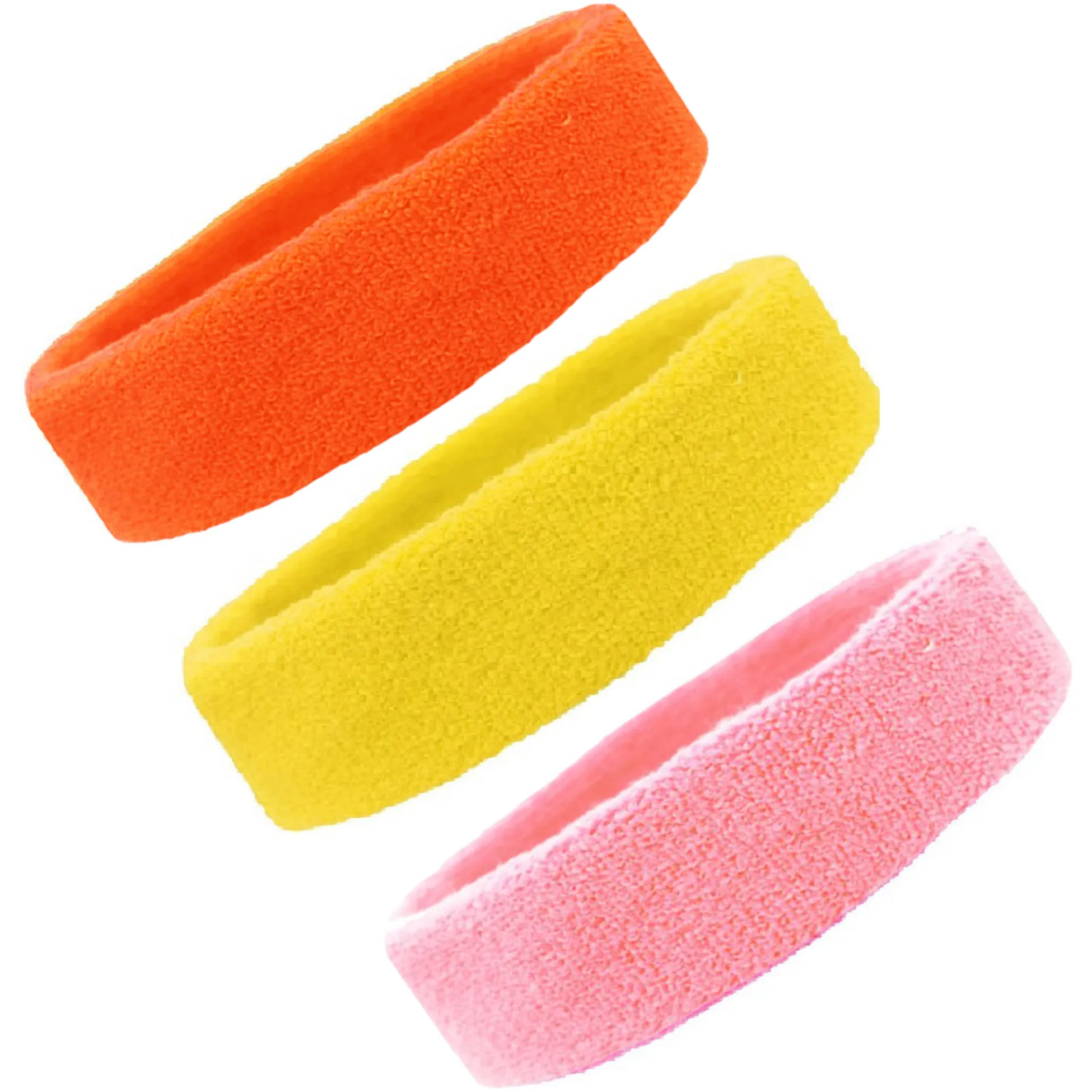 Orange Yellow Light Pink  Head Sweatbands - 3 Pack