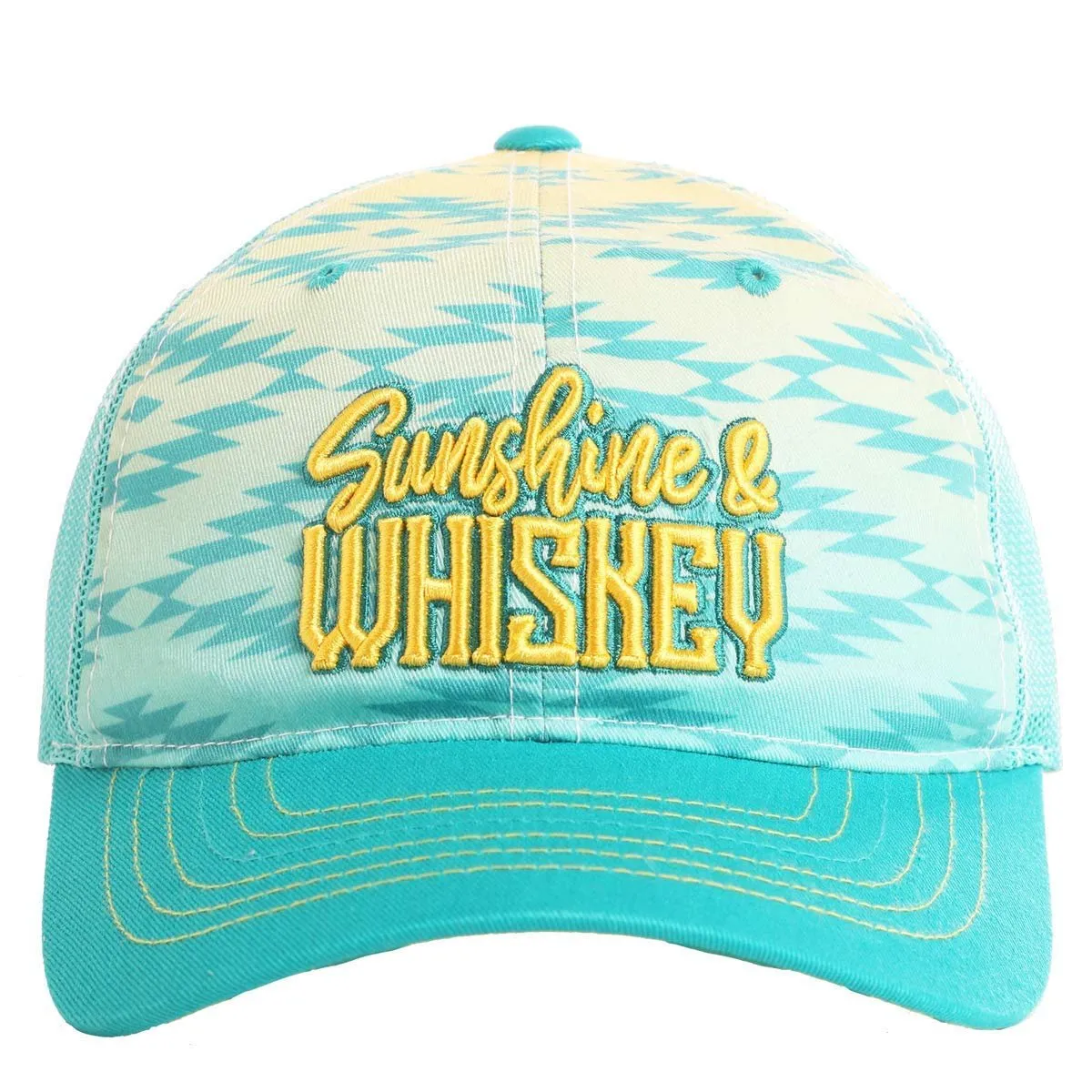 Rock & Roll Denim Sunshine and Whiskey Embroidered Aztec Print M Cap