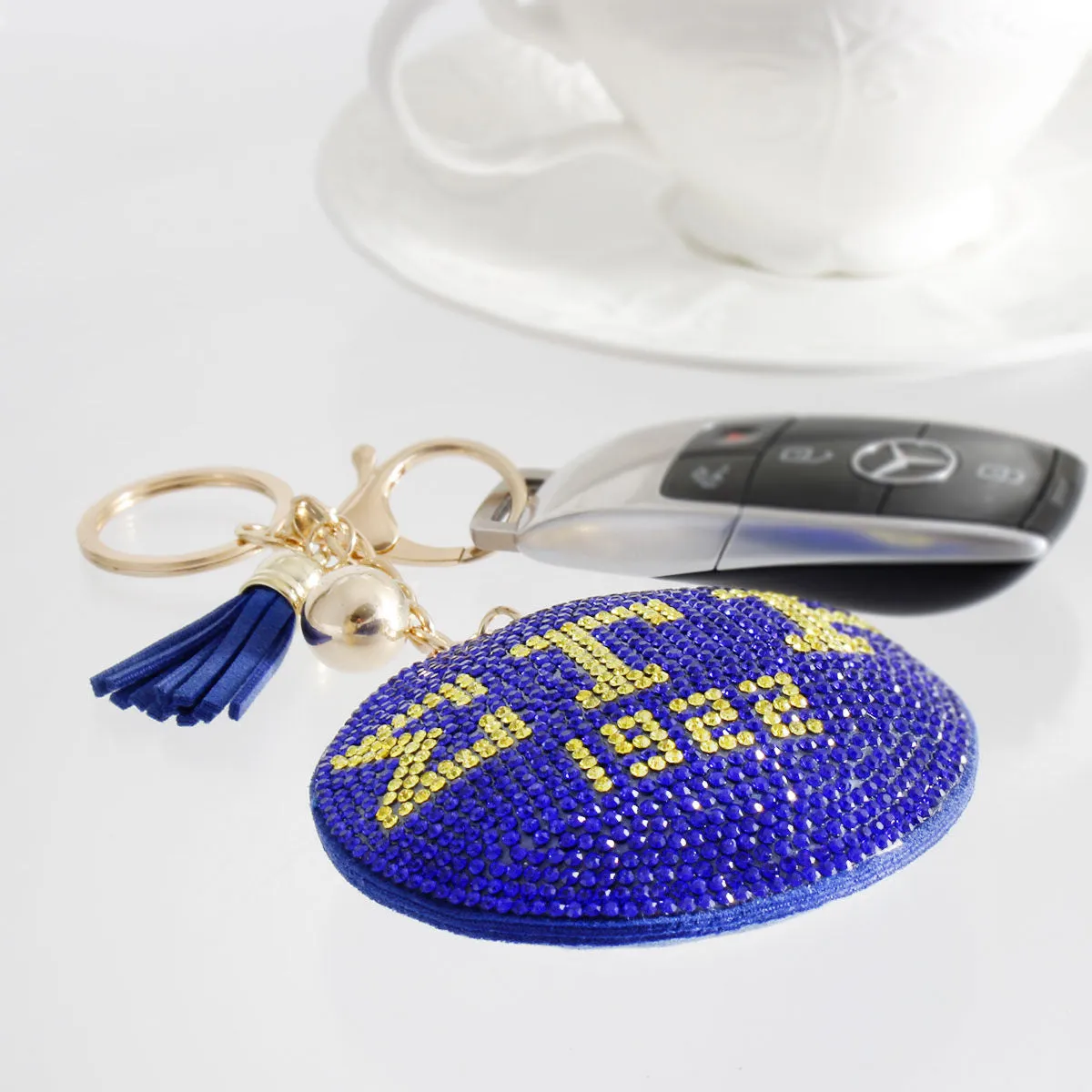 Sigma Gamma Rho Blue Gold Padded Sorority Keychain