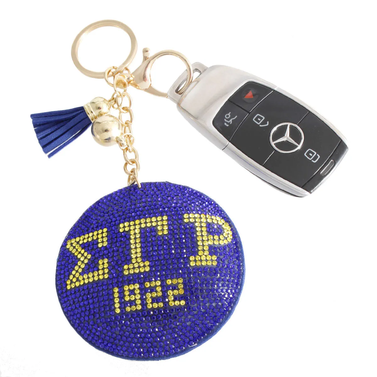 Sigma Gamma Rho Blue Gold Padded Sorority Keychain