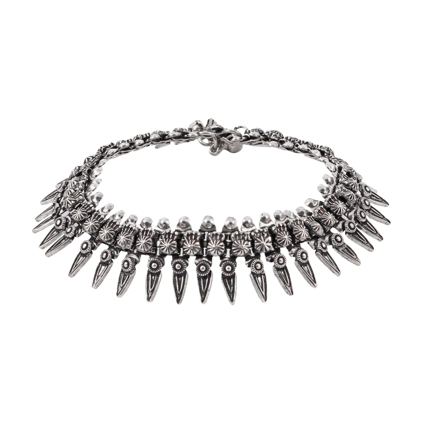 Teejh Rasa Silver Oxidised Anklets