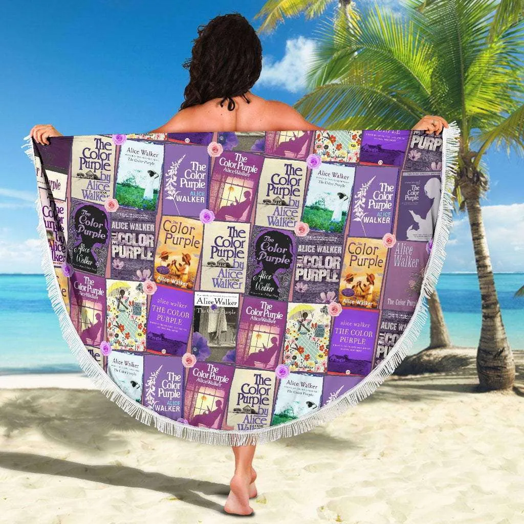 The Color Purple Book Covers Round Beach Blanket