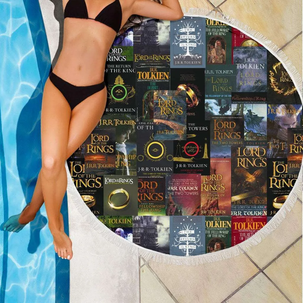 The Lord Of The Rings Book Covers Beach Blanket