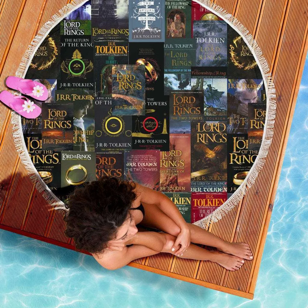 The Lord Of The Rings Book Covers Beach Blanket