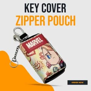 Thor Zipper Matte Leather Key Cover Pouch with Keychain Ring