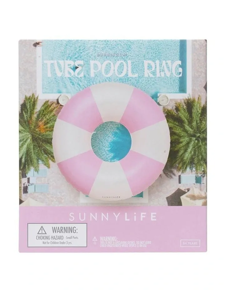 Tube Pool Ring | Bubblegum Pink Stripe