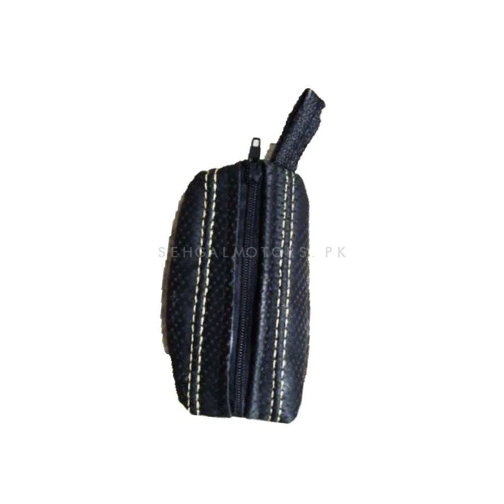 Universal 7D Zipper Matte Mix Thread Leather Key Cover Pouch Black