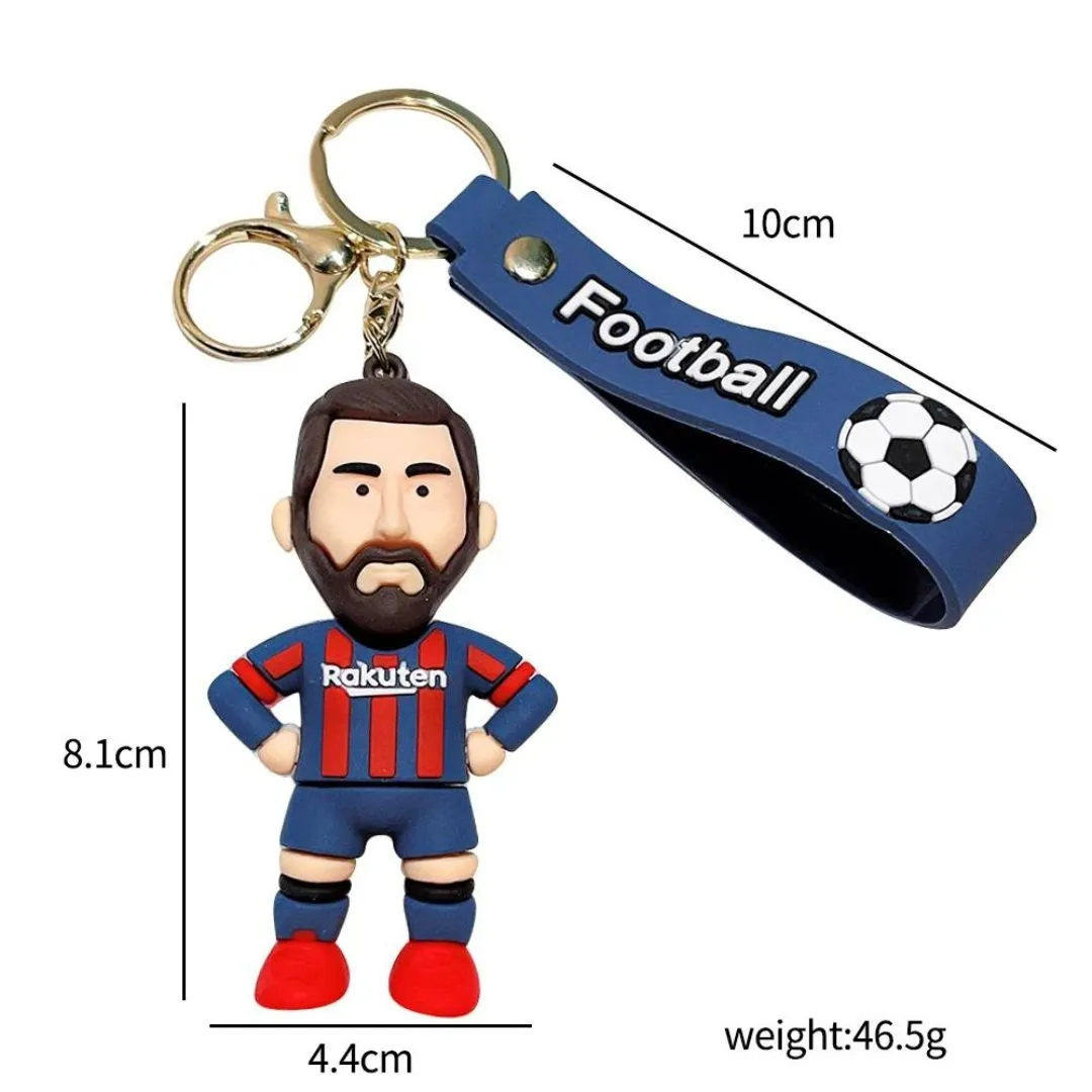 Whimsical 3D Rubber Silicon Cartoon Keyrings - Football Players ( Pack of 1 )