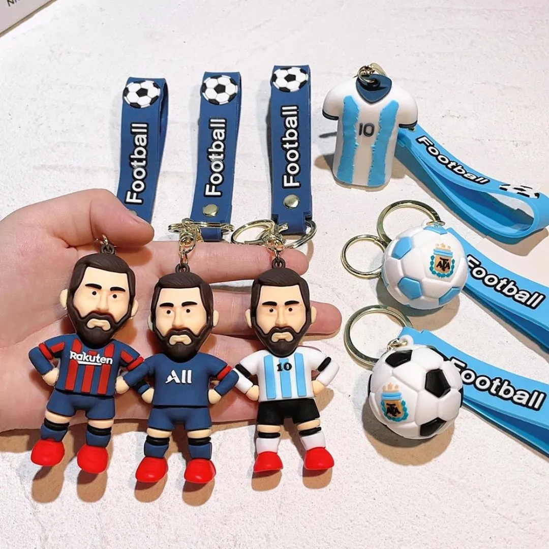 Whimsical 3D Rubber Silicon Cartoon Keyrings - Football Players ( Pack of 1 )