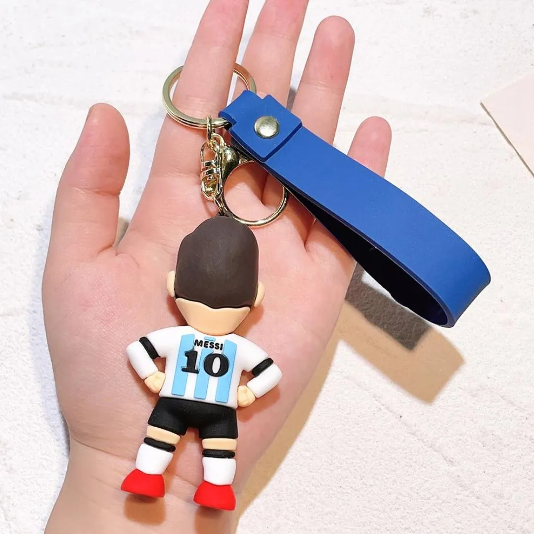 Whimsical 3D Rubber Silicon Cartoon Keyrings - Football Players ( Pack of 1 )