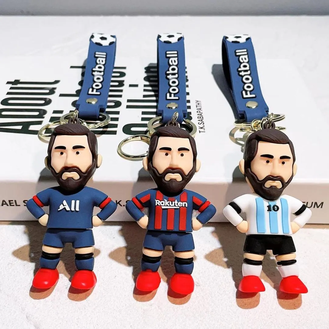 Whimsical 3D Rubber Silicon Cartoon Keyrings - Football Players ( Pack of 1 )