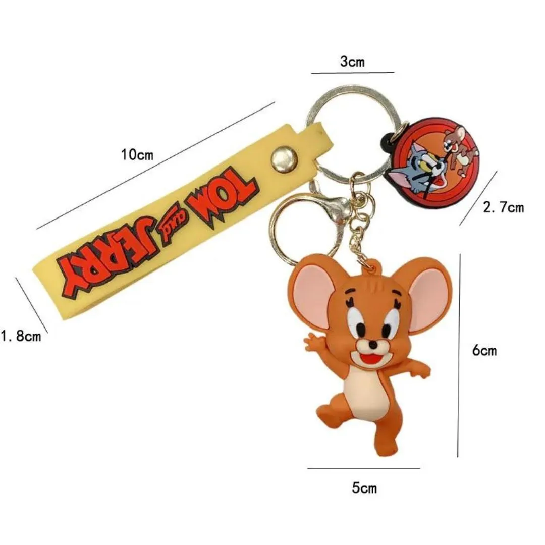 Whimsical 3D Rubber Silicon Cartoon Keyrings - Tom /Jerry ( Pack of 1 )